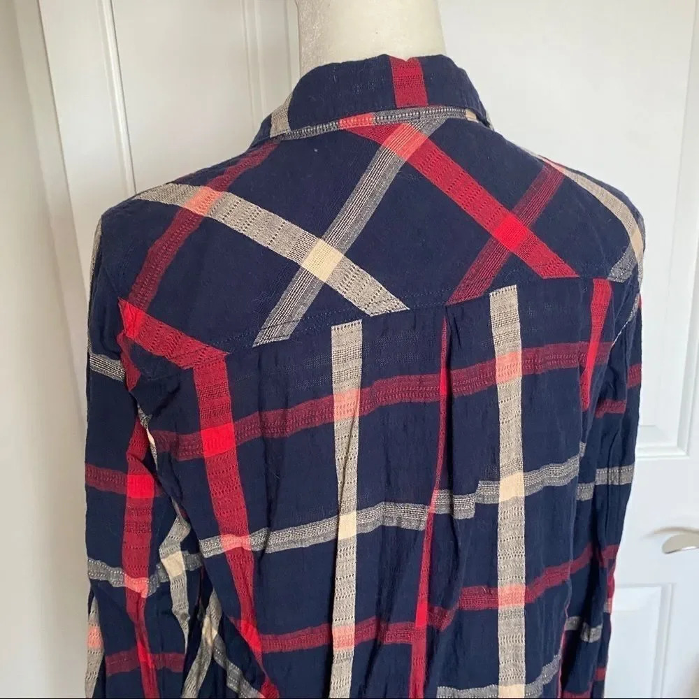 Skies Are Blue Lawler Plaid Navy and Red Long Sleeve Shirt - Picture 8 of 12